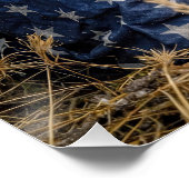 Poster Golden Retriever drapé dans un drapeau américain (Coin)
