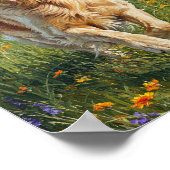 Poster Golden Retriever en course | Art Impressionniste (Coin)
