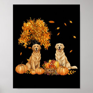 Poster Golden Retriever Feuille D'automne Chien Halloween