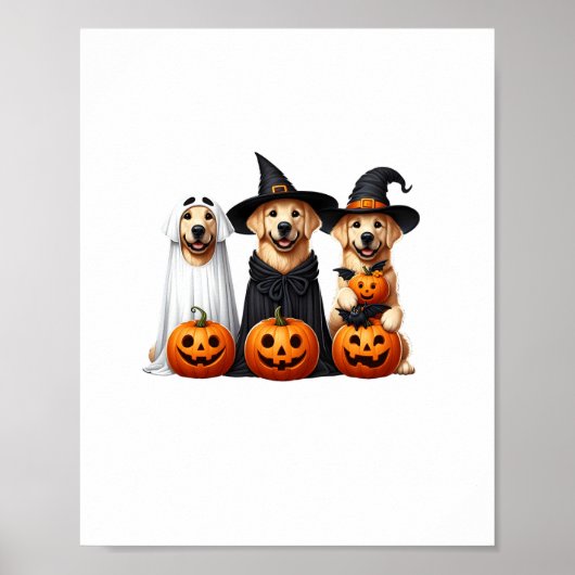 Poster Golden Retriever Ghost Halloween Amoureux de les c (Devant)