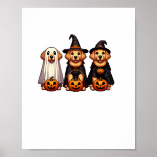 Poster Golden Retriever Ghost Halloween Tricoter Ou Treat