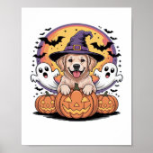Poster Golden Retriever Halloween Witch Chien classique T (Devant)