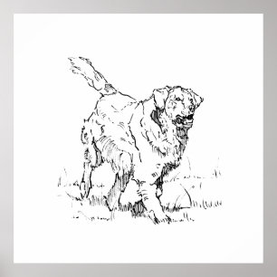 Poster Golden Retriever heureux, Personnalisé