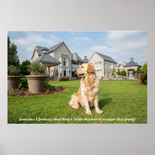 Poster Golden Retriever in tuin met citaat