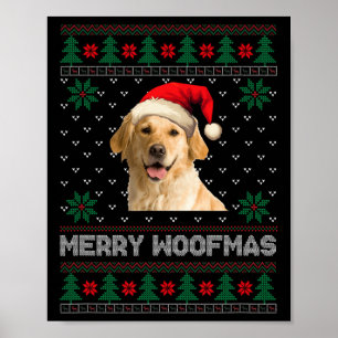 Poster Golden Retriever laid Noël Père Noël Chien Xmas Pa