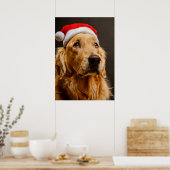Poster Golden Retriever pose pour son Noël (Cuisine)