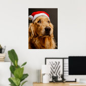 Poster Golden Retriever pose pour son Noël (Bureau à domicile)