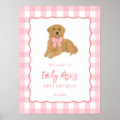 Poster Golden Retriever Puppy Birthday Party Welcome (Devant)