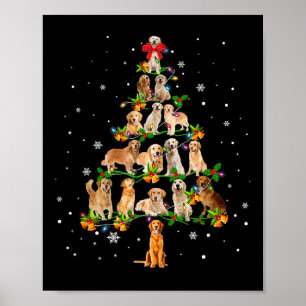 Poster Golden Retriever sapin de Noël Père Noël drôle Chi
