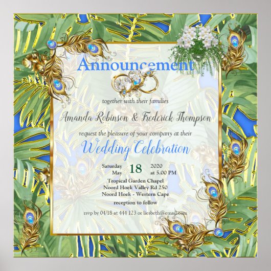 Poster Golden Royal Peacock Temple Dreams (Devant)