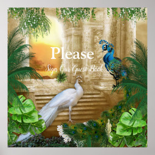 Poster Golden Royal Peacock Temple Dreams