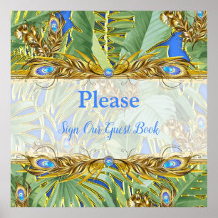 Poster Golden Royal Peacock Temple Dreams