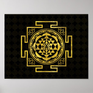 Poster Golden Sri Yantra / Sri Chakra