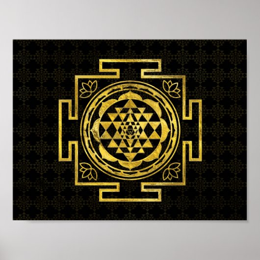 Poster Golden Sri Yantra / Sri Chakra (Devant)