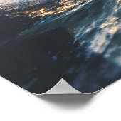 Poster Golden Sunset Ocean Waves on Rocks Serene Seascape (Coin)