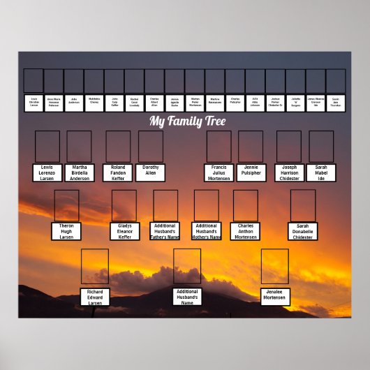 Poster Golden Sunset Personalized Family Trees (Devant)