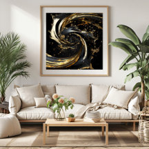Poster Golden Swirl Dynamics