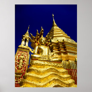 Poster Golden Temple - Chiang Mai - Thailand