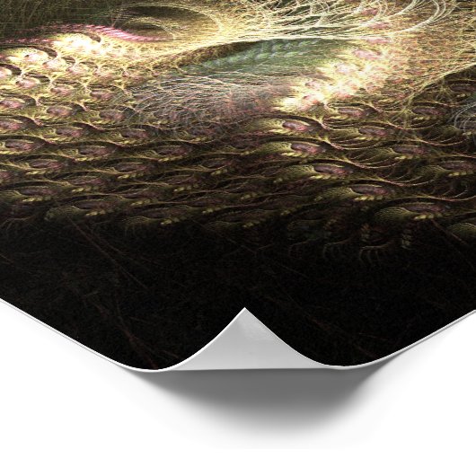 Poster Golden Threads Flame Fractal (Coin)
