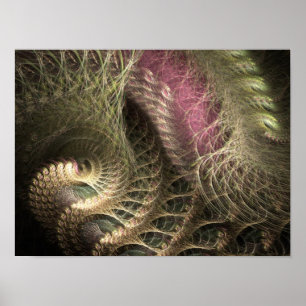 Poster Golden Threads Flame Fractal