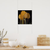 Poster Golden Tulip Trio on Black (Cuisine)