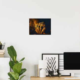 Poster Golden Waterfall Art Abstrait - Luxurious Digital