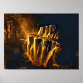 Poster Golden Waterfall Art Abstrait - Luxurious Digital (Devant)