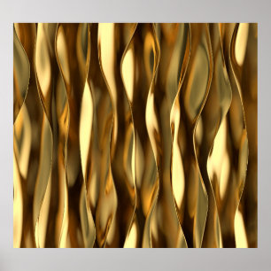 Poster Golden Wave 3D Render.