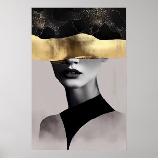 Poster Golden Woman with Black Band: Modern Art
