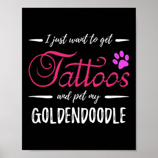 Poster Goldendoodle Amoureux des chiens Tattoo Funny Chie (Devant)