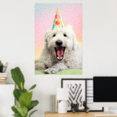 Poster Goldendoodle avec Casquette du parti (Bureau à domicile)