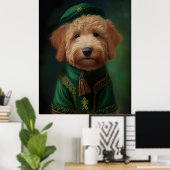 Poster Goldendoodle  Chien en tenue de la Saint-Patrick (Bureau à domicile)