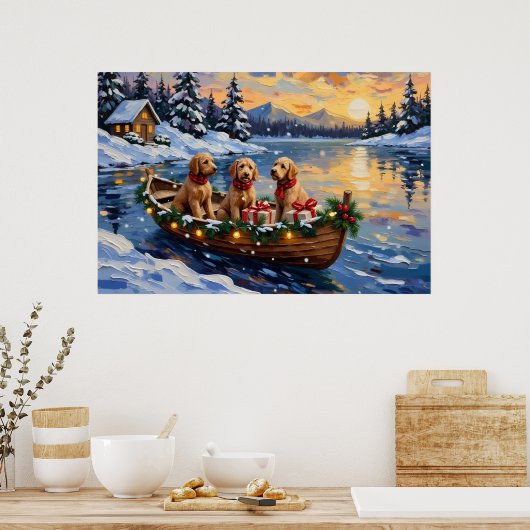 Poster Goldendoodle Christmas Boat Holiday (Cuisine)