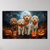 Poster Goldendoodle Halloween Éffrayant (Devant)