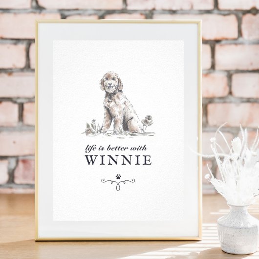 Poster Goldendoodle Life est meilleur avec le nom de chie