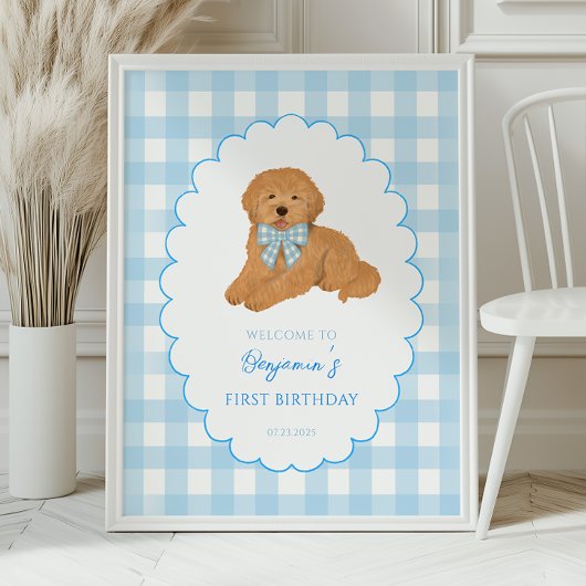 Poster Goldendoodle One Golden Year Birthday Welcome