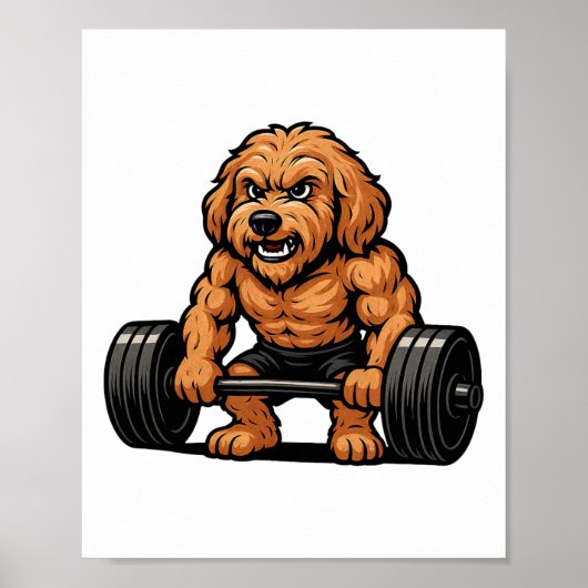 Poster Goldendoodle Weightlifting Bodybuilder Workout Gym (Devant)
