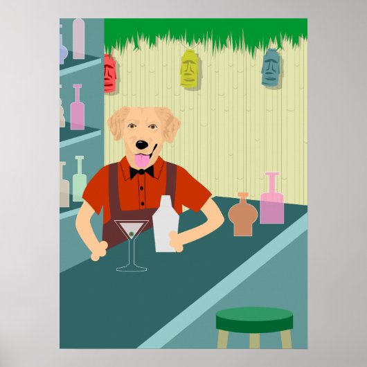 Poster goldenretrieverbartenderposter (Devant)