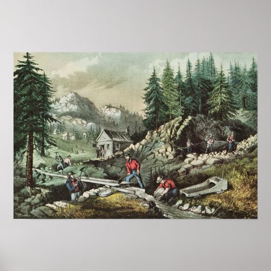 Poster Goldmining en Californie, 1871 (Devant)