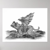 Poster Golem - Gargoyle schwarz-weiß design (Devant)