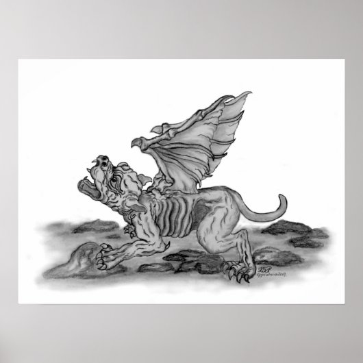 Poster Golem - Gargoyle schwarz-weiß design (Devant)