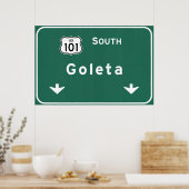Poster Goleta California US-101 South Interstate - (Cuisine)