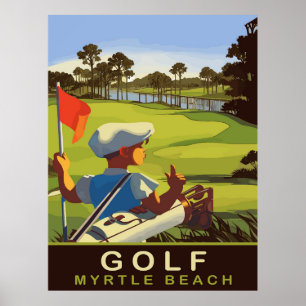 Poster Golf à Myrtle Beach, Caroline du Sud, Voyage