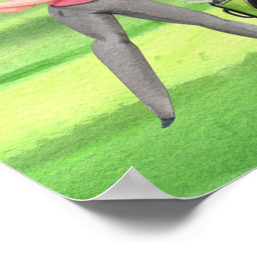 Poster Golf aquarelle golf sur vert (Coin)