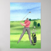 Poster Golf aquarelle golf sur vert (Devant)
