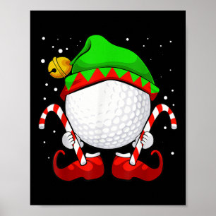 Poster Golf Ball Elf Noël Pyjama mignonne Sport X Mas Ca