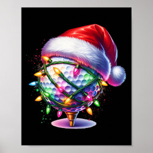 Poster Golf Ball Santa Hat Hommes FEMMES Noël Golf X