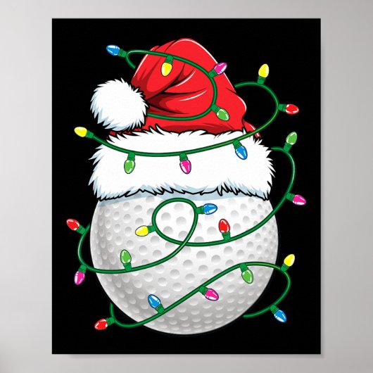 Poster Golf Ball Santa Hat Men Womens Christmas Golfing X (Devant)