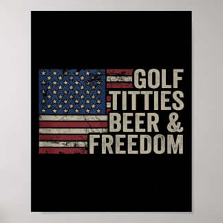 Poster Golf Beer Dom - Blague drôle de golfeur Usa Boisso
