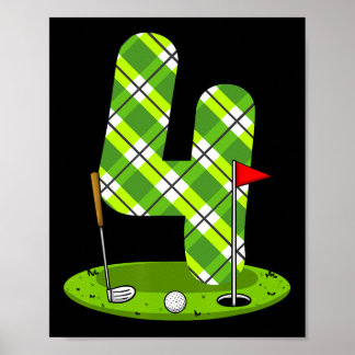 Poster Golf Birthday Shirt For Kids 4th Birthday Party Go